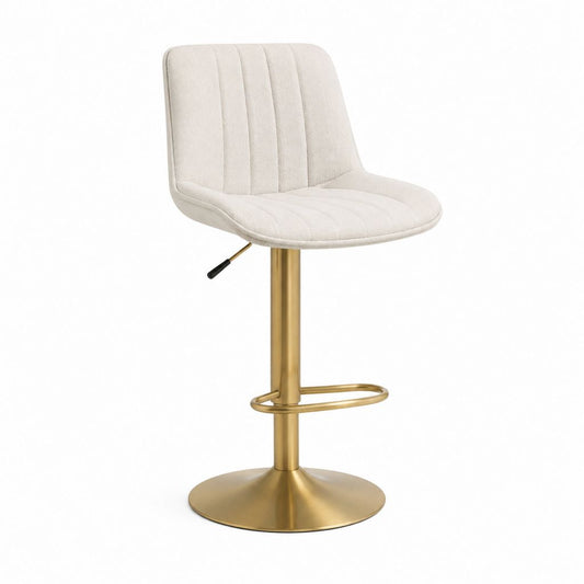 Tabouret de bar réglable pivotant beige en polyester avec piètement acier 45 x 50 x 90-111 cm