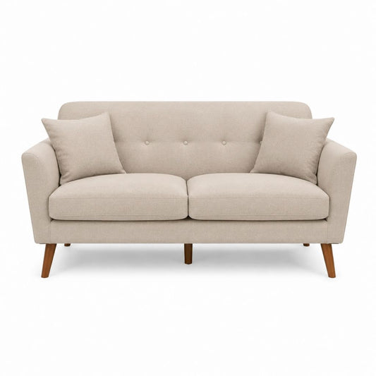Canapé 2 places beige en polyester avec pieds en bois massif 180 x 84 x 85 cm