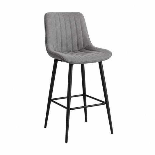 Tabouret de bar gris en polyester et acier avec dossier arrondi hauteur d'assise 75 cm 50 x 55 x 100 cm