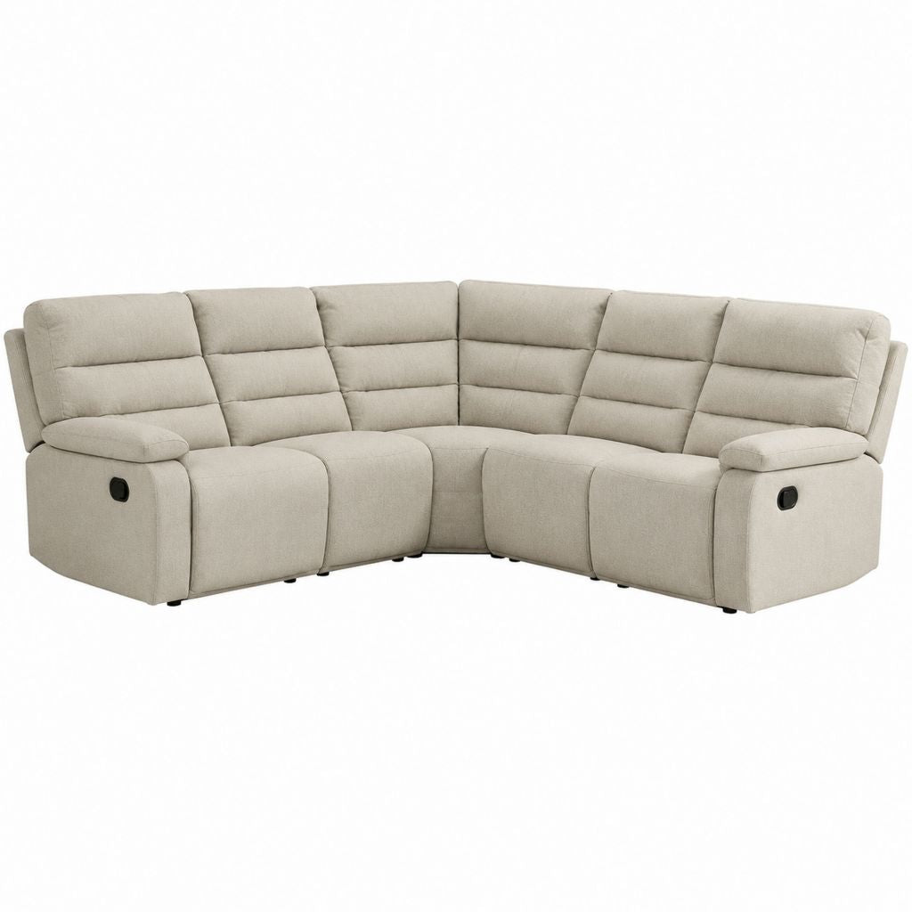 Canapé d'angle relax manuel 5 places beige en polyester 280 x 280 x 100 cm