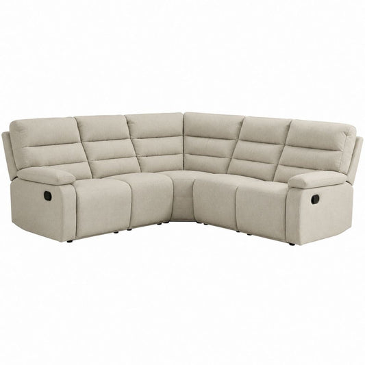 Canapé d'angle relax manuel 5 places beige en polyester 280 x 280 x 100 cm